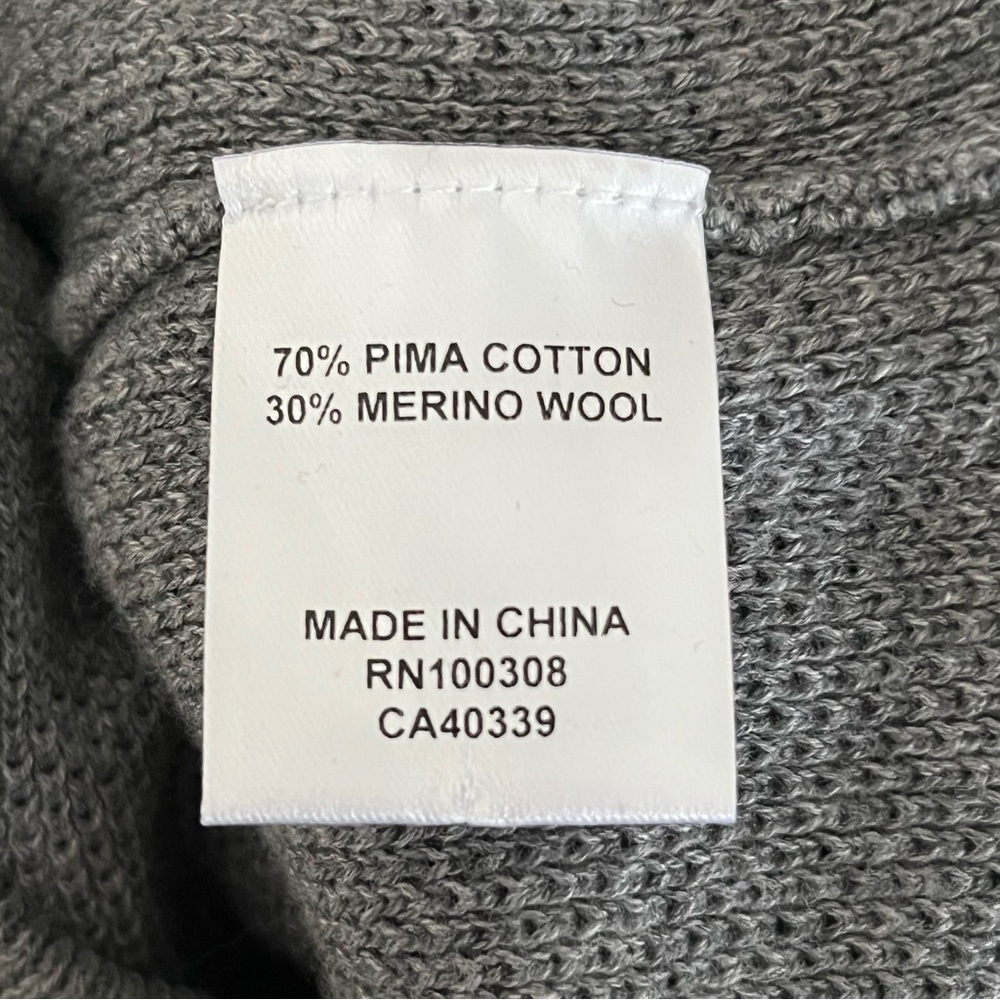 Peter Millar Parkway Textured Mock Neck Wool Cotton Gale Gray Sweater, Medium - Picture 5 of 7